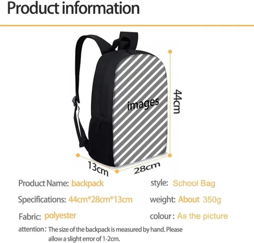 Vista 4 de AFPANQZ Mochila para niños, juego de 3 piezas, bolsas escolares de gran capacidad con aislamiento térmico, bolsas pequeñas para lápices, paquete de 3