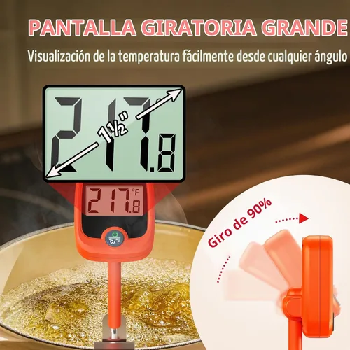 Vista 7 de TempPro TempDip - Termómetro digital de caramelo de 1 segundo con clip y pantalla LCD grande 10" Long Probe Instant Read Oil Frying Deep Fryer