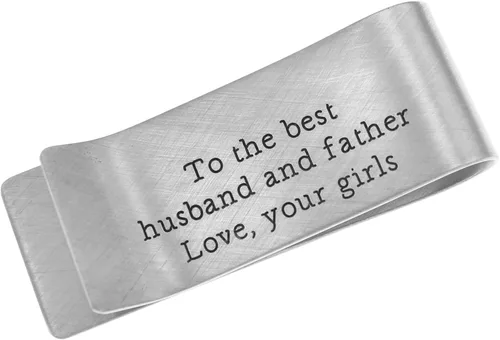 Vista 4 de Engraved Money Clip for Men Personalized .925 Sterling Silver Valentine's Day Present for Husband Anniversary Boyfriend Custom Slim Minimalist Front