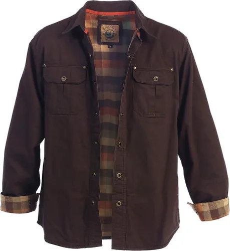 Vista 13 de Gioberti - Chaqueta de camisa de sarga cepillada y suave de 100% algodón con forro de franela para hombre Caqui