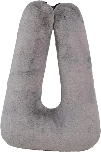 Vista 10 de Almohada de viaje para automóvil (28 x 18 pulgadas), almohada en forma de U, almohada de sueño de viaje de larga distancia para soporte de cabeza