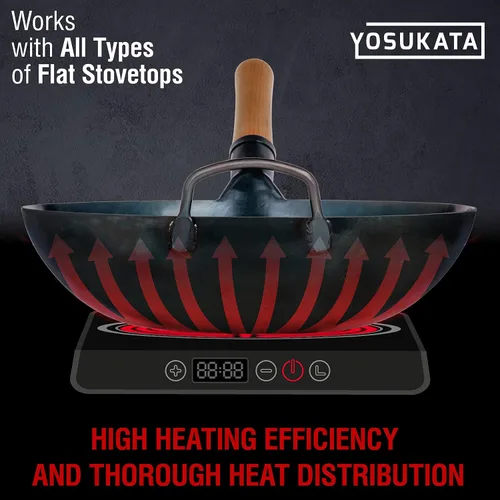Vista 8 de YOSUKATA Wok Pan de fondo plano - Wok de acero al carbono azul de 13.5 pulgadas + tapa de wok de 12.8 pulgadas + palillos de cocina largos de madera