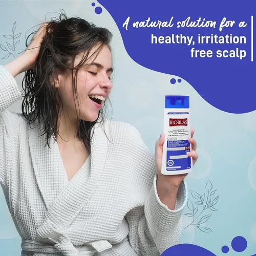 Vista 2 de Champú para el cabello con zinc y mentol, champú anticaspa y anticaída de cabello, champú de menta fresca para pérdida de cabello y cuero cabelludo