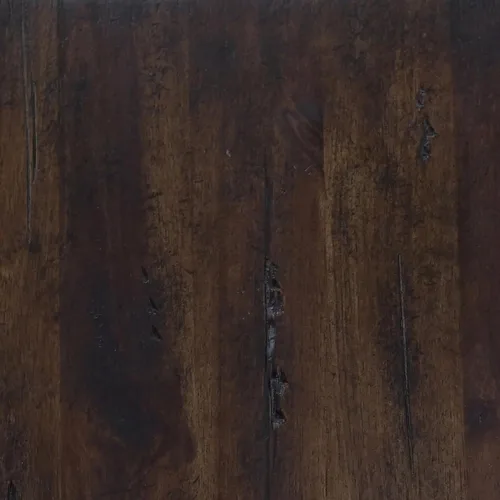 Vista 9 de Arcadia - Mesa de centro redonda de madera de acacia de 42 pulgadas, mesa industrial para sala de estar con acabado moca envejecido y patas