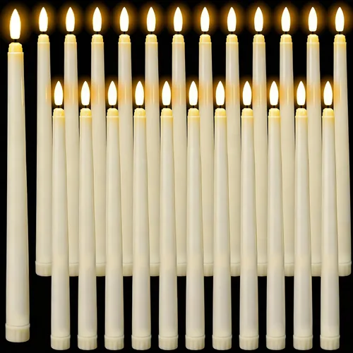 Vista 12 de Wondise Velas Cónicas Sin Llama con Control Remoto Temporizador, Candelabros Rojos Cerosos Reales a Batería Velas LED de Mecha 3D para Decoración