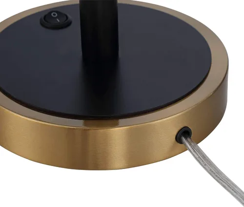 Vista 6 de Possini Euro Design Axiom - Moderna lámpara de mesa para consola de 39 pulgadas de alto, latón dorado y negro, pantalla de vidrio acanalado champán