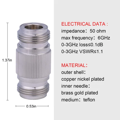 Vista 2 de XRDS -RF 2 piezas N hembra a N hembra adaptador de cable coaxial conector de barril conector doble (NO para TV)