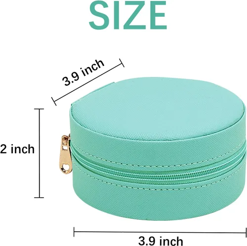 Vista 2 de Joyero de viaje, mini organizador portátil con cremallera, de piel sintética sintética, pequeñas cajas de almacenamiento para anillos, aretes
