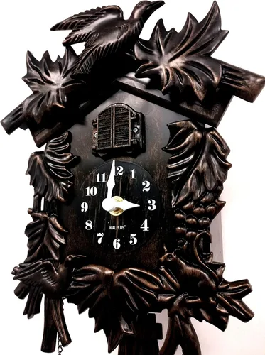 Vista 8 de WALPLUS Reloj de pared de cuco clásico con chime negro, reloj de pájaro colgante, decoración del hogar, reloj de Navidad, regalos