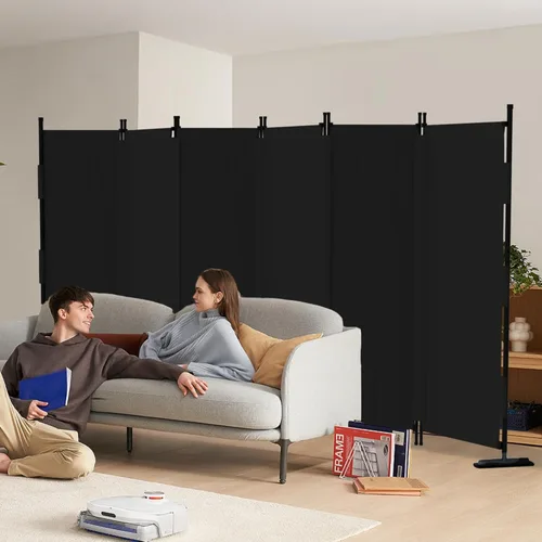 Vista 15 de Divisor de habitación de 3 paneles y pantallas de privacidad plegables con 4 pies de metal curvos, divisor de pared de cubículo para particiones