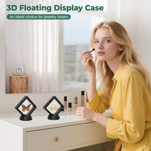Vista 46 de EsLuker.ly Juego de 6 soportes de exhibición de marco flotante 3D, vitrina flotante transparente de polietileno, caja de almacenamiento de joyería