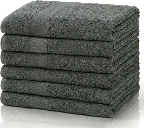 Vista 2 de Simpli-Magic Toallas de baño de algodón, 25 x 50 pulgadas, gris, paquete de 6
