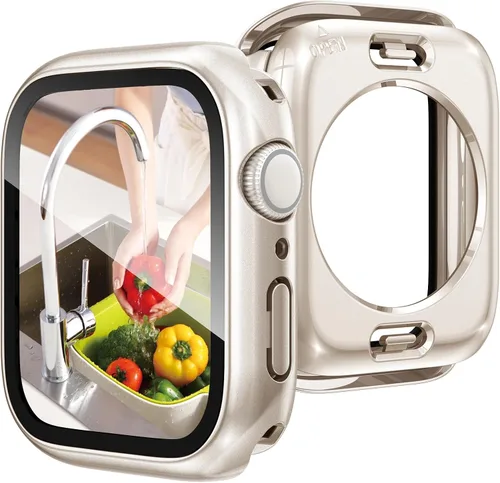 Vista 23 de Goton Funda impermeable 2 en 1 para Apple Watch, protector de pantalla para series 6/5/4, SE 3/2/1 de 40mm, cubierta frontal de vidrio protectora