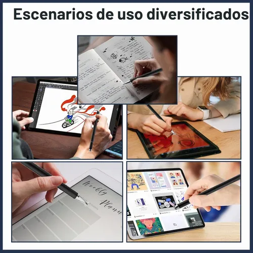 Vista 6 de Bolígrafos Stylus para iPad, Luntak 3 en 1 Bolígrafo de Punta, Punta de Fibra y Disco Transparente Stylus Capacitivo Lápiz iPad para Apple Negro2