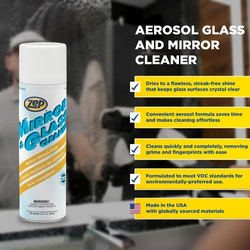 Vista 3 de Zep Aerosol de plexiglás, espejo y vidrio, 18 onzas (caja de 12) 9801 - Limpiador de grado profesional