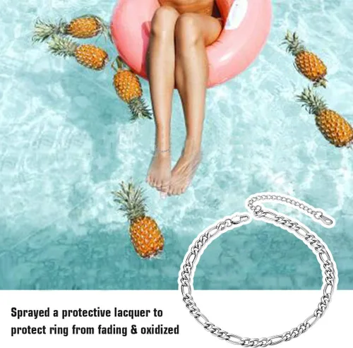 Vista 5 de ChainsHouse Tobillera redimensionable para mujeres y niñas, joyería de verano para playa, joyería descalza, acero inoxidable, oro de 18 quilates