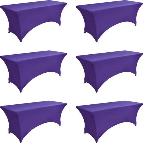 Vista 26 de Paquete de 2 Cubiertas de Mesa de Spandex de 4 pies para Mesas Plegables Rectangulares - Manteles Elásticos Ajustados Resistentes a las Arrugas