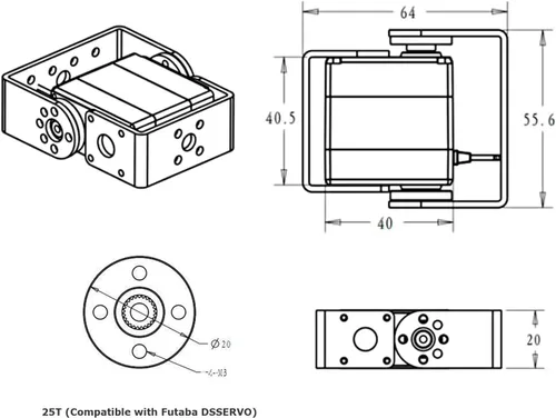 Vista 5 de Servos completos de la dirección de Digitaces del engranaje del metal del alto esfuerzo de torsión del motor servo del robot de 55.1 lbs