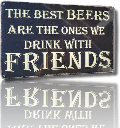 Vista 4 de AMERICAN WIT (The Best BEERS are The Ones We Drink With Friends) - Cartel de metal divertido de 8 x 12 pulgadas para decoración de pared, póster