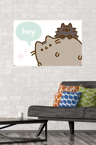 Vista 2 de Pusheen - Póster de pared Hey de 34 pulgadas de largo x 22.4 pulgadas de ancho, versión sin marco