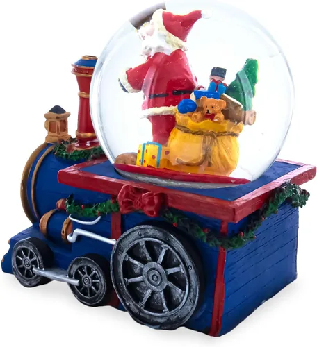 Vista 4 de Tren de regalos de Santa: globo musical de nieve de agua con entrega