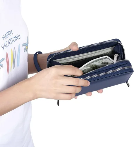 Vista 6 de Abberry Cartera de pulsera con doble cremallera para mujeres, mujeres y niñas