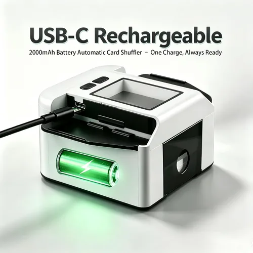 Vista 3 de Barajador automático de cartas para 1-2 cubiertas, doble modo de barajar tarjetas eléctricas, USB-C recargable de Uno, Blackjack, Texas Hold'emPoker