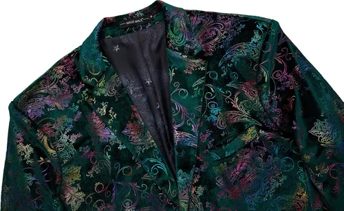 Vista 4 de MAGE MALE Men's Dress Party Floral Suit Jacket Notched Lapel Slim Fit Two Button Stylish Blazer