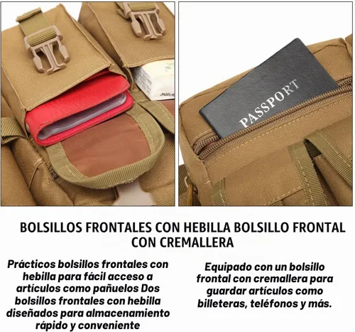 Vista 6 de Riñonera táctica con soporte para botella de agua, versátil e impermeable, riñonera militar, cinturón de utilidad para senderismo al aire libre Negro