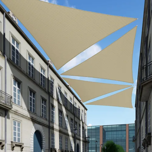 Vista 18 de TANG Toldo parasol triangular de 2 x 2 x 2 pies, para patio, tela permeable con bloqueo UV para pérgola, patio trasero, porche, terraza, jardín Beige