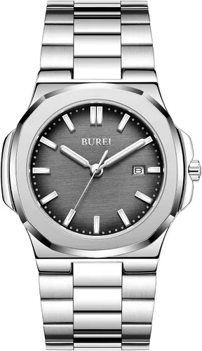 Vista 12 de BUREI Men Watches Gifts for Men Fashion Stainless Steel Analog Quartz Waterproof Watches for Mens