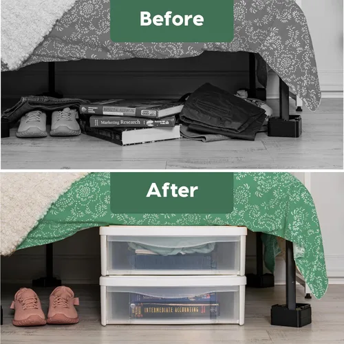 Vista 5 de IRIS USA 22 Qt Almacenamiento bajo la cama, organizador apilable de plástico con cajón deslizante, paquete de 2 unidades, multiusos para ropa