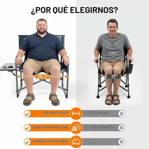 Vista 5 de TIMBER RIDGE Silla de directores extra ancha, sillas de camping plegables
