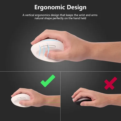 Vista 5 de Ratón ergonómico inalámbrico para computadora, blanco, unisex