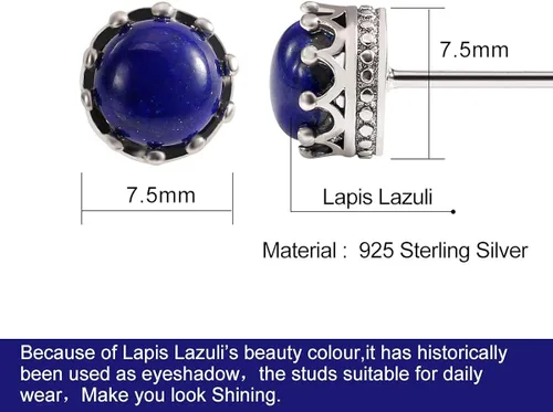 Vista 6 de Jeeless - Pulsera de plata de ley 925 con diseño de lirio del valle + pendientes de lapislázuli con diseño de corona para mujer
