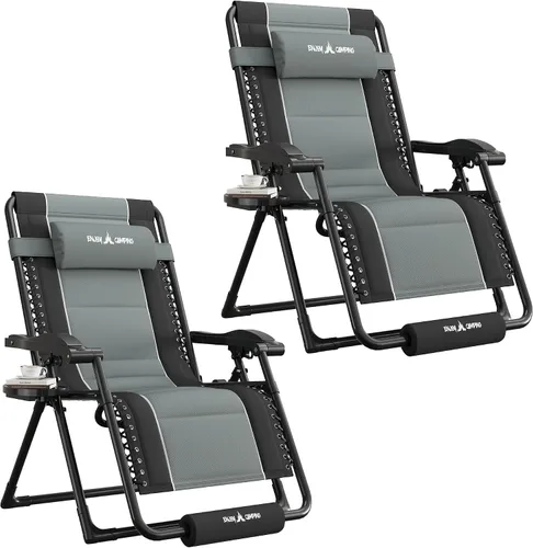 Vista 7 de UDPATIO Silla de gravedad cero de gran tamaño, reclinable acolchado completo para exteriores, asiento reclinable ajustable plegable para patio