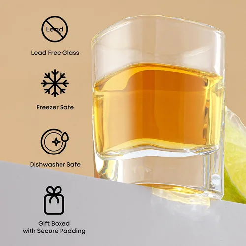Vista 4 de JoyJolt Set de 6 vasos de trago corto de base pesada, vasos de tragos de 2 onzas