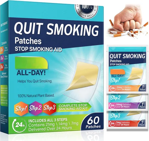Vista 8 de Parches para dejar de fumar Paso 1, 21 mg de ayuda para dejar de fumar, parche del sistema transdérmico, 30 unidades, calcomanías para dejar