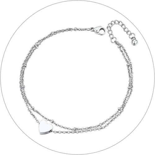 Vista 8 de ChainsPro - Tobillera ajustable de plata de ley S925 para mujer, pulsera de tobillo con corazón, luna, esposas, joyería para verano, acero