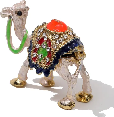 Vista 2 de SEVENBEES Figura coleccionable de camello Exquisita caja de joyería con bisagras de cristal, perfecta para los amantes de los camellos como adorno