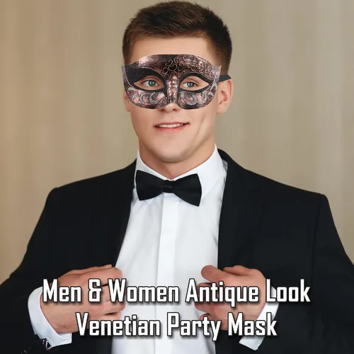Vista 3 de Máscara de mascarada para hombre, máscara de aspecto antiguo para Halloween, fiesta veneciana, fiesta de máscaras y baile de máscaras