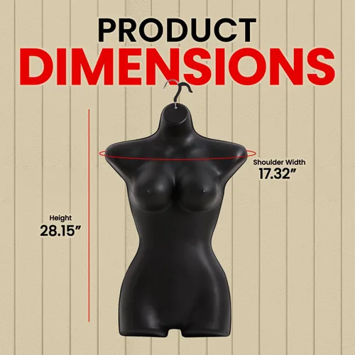 Vista 2 de Topmaster Soporte para traje de baño femenino, torso de maniquí femenino duradero, ligero y portátil, soporte para camisa de medio cuerpo con gancho