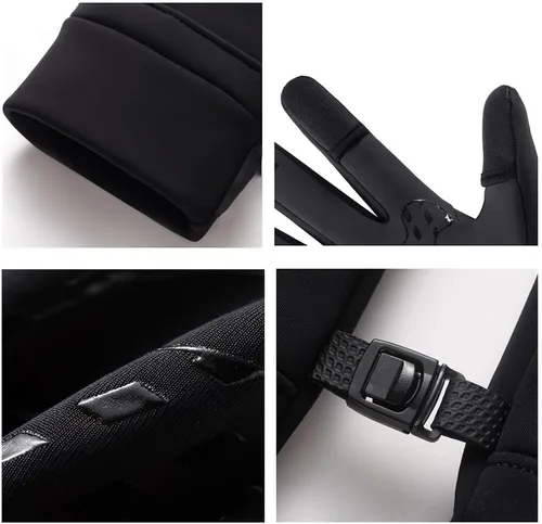Vista 3 de Guantes de invierno cálidos para pantalla táctil, resistentes al viento y al frío, para hombres y mujeres, adecuados para ciclismo, pesca y correr