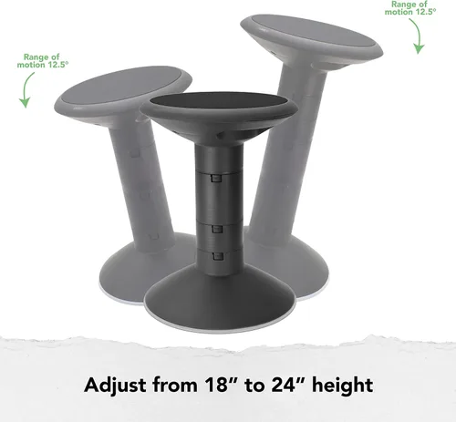 Vista 4 de Storex Taburete de inclinación activa: asiento ergonómico para espacio de oficina flexible y escritorios de pie, altura ajustable de 12 a 24 Negro