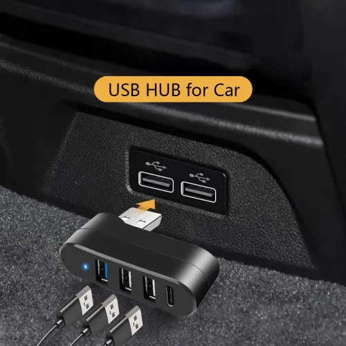 Vista 6 de Hub USB 3.0 [90°/180° grados giratorio], extensor divisor USB de 4 puertos con 3 puertos USB y 1 puerto USB C de alimentación/datos, concentrador
