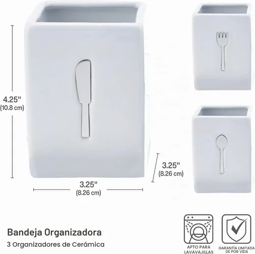 Vista 3 de Towle Living Carrito de cerámica de 3 piezas con bandeja de madera, blanco, negro
