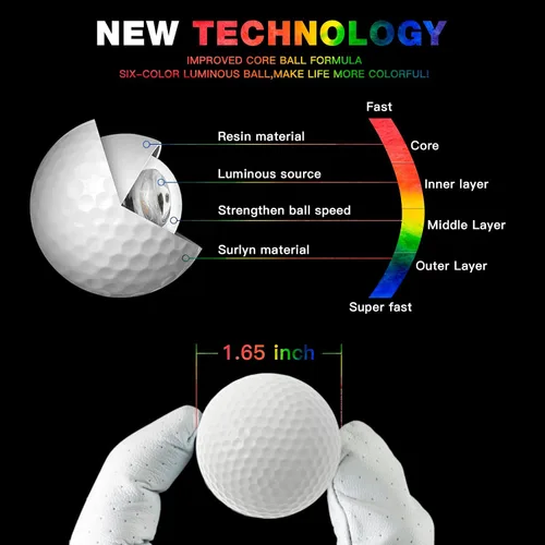 Vista 3 de Pelotas de golf que brillan en la oscuridad, pelota de golf LED de larga distancia que brilla por la noche, juegos deportivos de golf para hombres