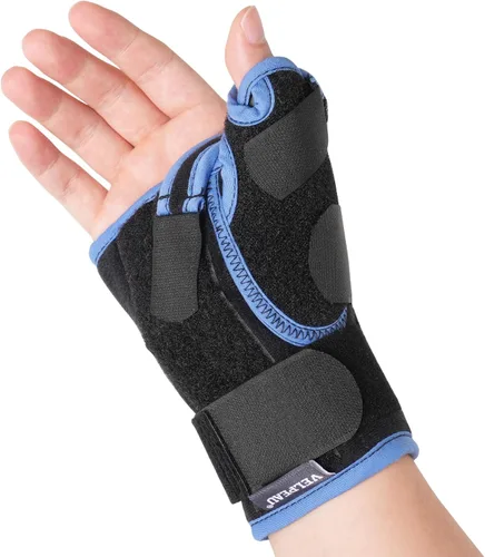 Vista 8 de Muñequera Velpeau para túnel carpiano con estabilizador de pulgar y soporte nocturno, estabiliza la articulación del pulgar de la muñeca, alivio