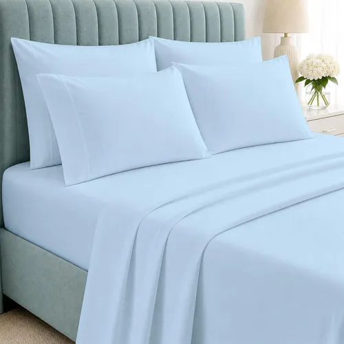 Vista 19 de Shreem Linen Juego de sábanas tamaño Queen de 6 piezas, sábanas 100% algodón egipcio, ropa de cama de lujo de hotel, bolsillo profundo de 18