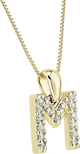 Vista 69 de Collar colgante con letra inicial de diamantes en oro amarillo de 14k (1/10 quilates) 18 pulgadas